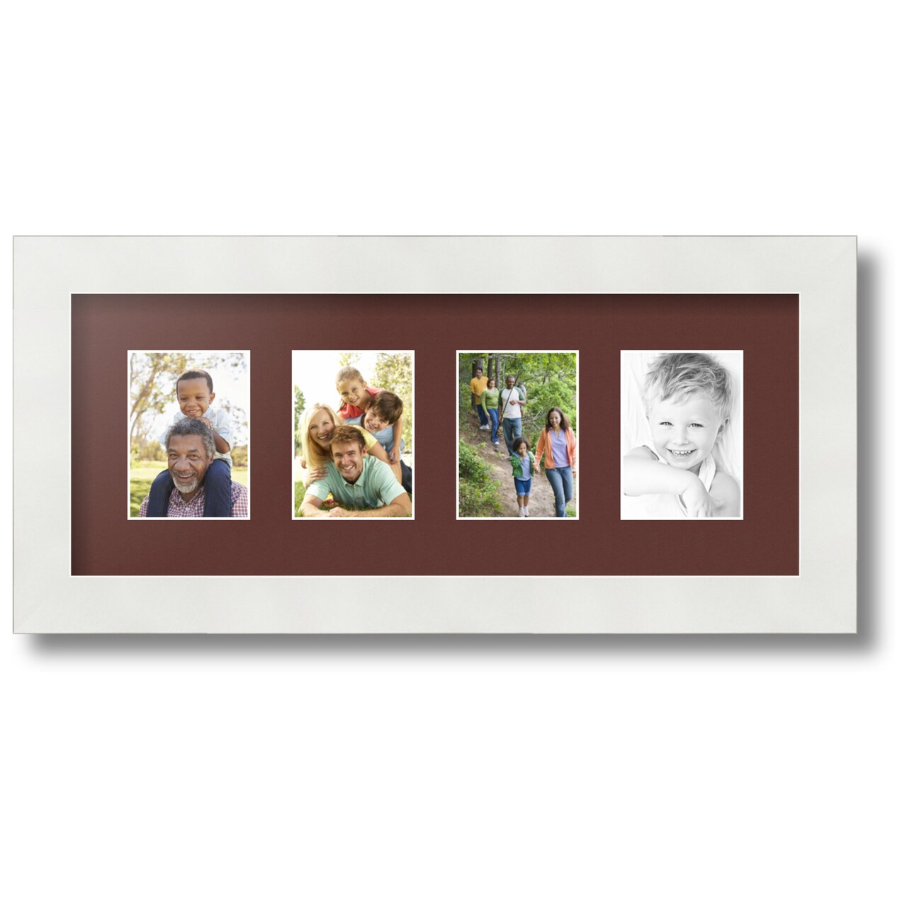 ArtToFrames Collage Photo Picture Frame with 4 - 2.5x3.5 inch Openings, Framed in White with Over 62 Mat Color Options and Regular Glass (CSM-3966-20)